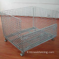 800x900x1200mm Mesh pallet a cesto in ferro zincato pieghevole